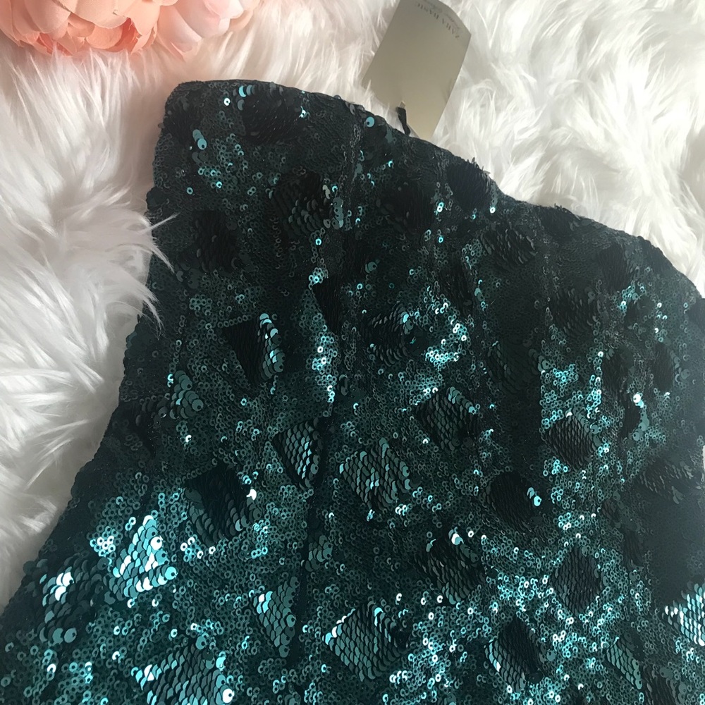 NWT ZARA Mermaid Green Sequin Strapless Tube Tob - Picture 8 of 8